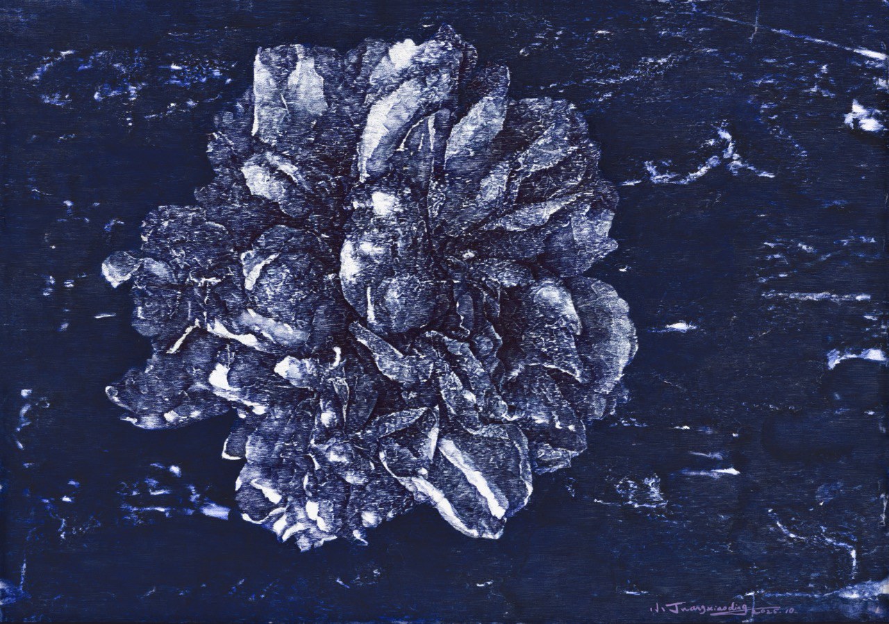 花开富贵2025.11,纸本丙烯、圆珠笔,29.7x42cm,2025年